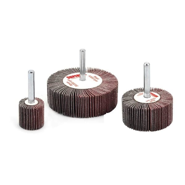 Superior Abrasives Superior Abrasives Flap Wheel Mandrel 1 x 1 x 1/4 Aluminum Oxide Medium, PK10 10105 - main
